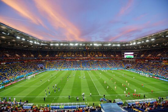 Болельщики перед матчем ЧМ-2018 по футболу между сборными Бразилии и Швейцарии