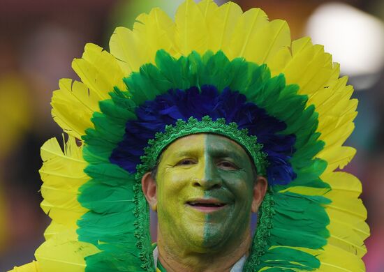 Болельщики перед матчем ЧМ-2018 по футболу между сборными Бразилии и Швейцарии