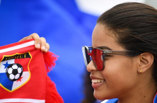 Болельщики перед матчем ЧМ-2018 по футболу между сборными Бельгии и Панамы