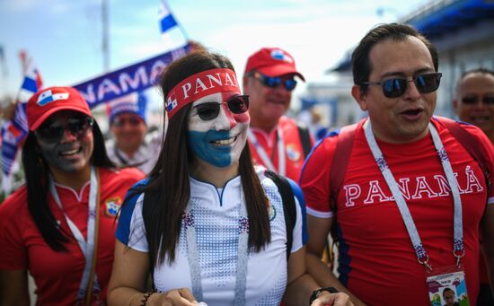 Болельщики перед матчем ЧМ-2018 по футболу между сборными Бельгии и Панамы