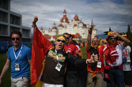 Болельщики перед матчем ЧМ-2018 по футболу между сборными Бельгии и Панамы