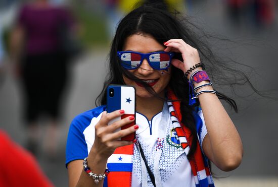 Болельщики перед матчем ЧМ-2018 по футболу между сборными Бельгии и Панамы