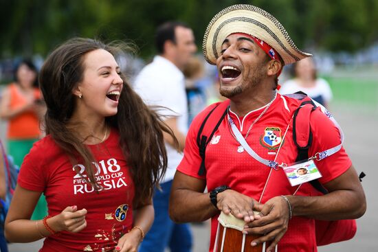 Болельщики перед матчем ЧМ-2018 по футболу между сборными Бельгии и Панамы