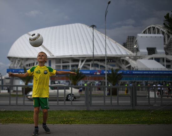 Болельщики перед матчем ЧМ-2018 по футболу между сборными Бельгии и Панамы