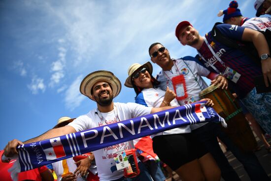 Болельщики перед матчем ЧМ-2018 по футболу между сборными Бельгии и Панамы