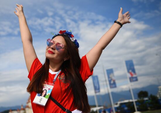 Болельщики перед матчем ЧМ-2018 по футболу между сборными Бельгии и Панамы