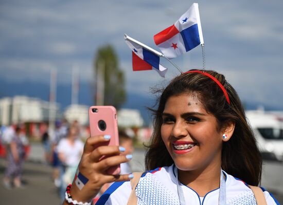 Болельщики перед матчем ЧМ-2018 по футболу между сборными Бельгии и Панамы