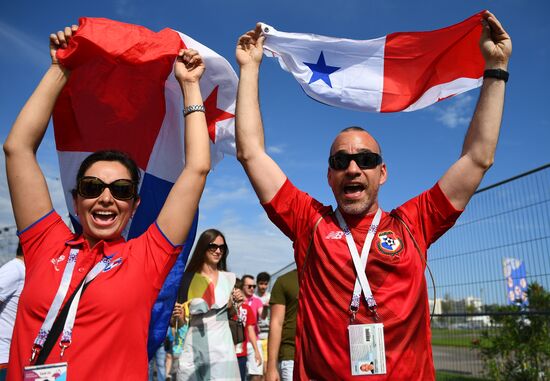 Болельщики перед матчем ЧМ-2018 по футболу между сборными Бельгии и Панамы