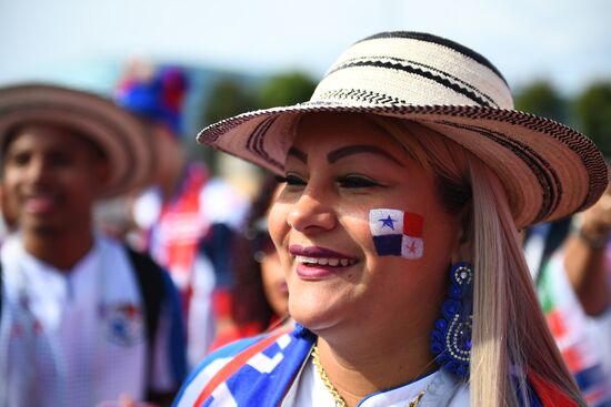 Болельщики перед матчем ЧМ-2018 по футболу между сборными Бельгии и Панамы