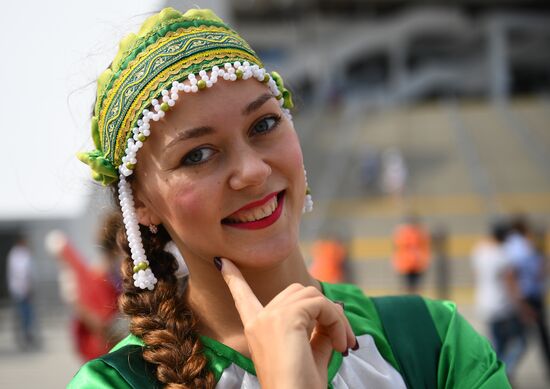 Болельщики перед матчем ЧМ-2018 по футболу между сборными Бельгии и Панамы