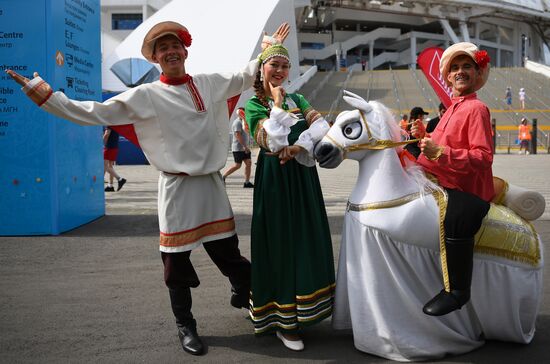Болельщики перед матчем ЧМ-2018 по футболу между сборными Бельгии и Панамы