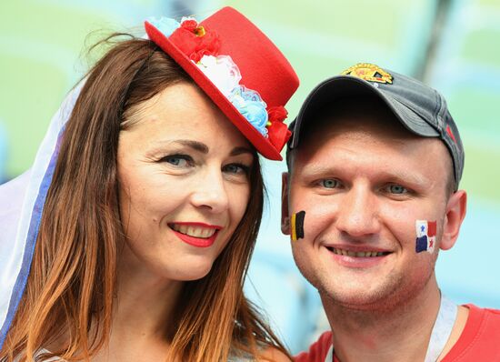 Болельщики перед матчем ЧМ-2018 по футболу между сборными Бельгии и Панамы