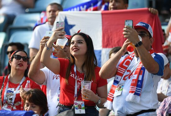 Болельщики перед матчем ЧМ-2018 по футболу между сборными Бельгии и Панамы