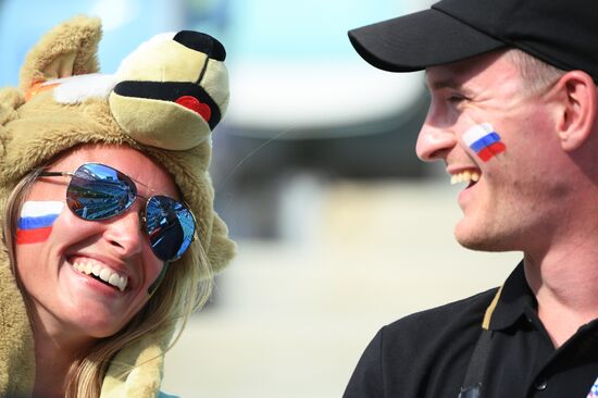 Болельщики перед матчем ЧМ-2018 по футболу между сборными Бельгии и Панамы