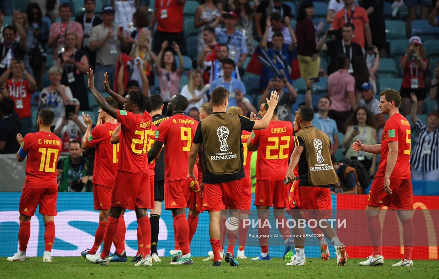 Игроки сборной Бельгии после окончания матча группового этапа чемпионата мира по футболу между сборными Бельгии и Панамы. Место: Россия, Краснодарский край, Сочи. Автор: Владимир Астапкович/РИА Новости. Футбол. ЧМ-2018. Матч Бельгия - Панама