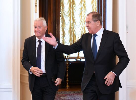 Встреча главы МИД РФ С. Лаврова с генеральным секретарем Совета Европы Т. Ягландом