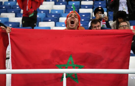 Болельщики перед матчем ЧМ-2018 по футболу между сборными Испании и Марокко