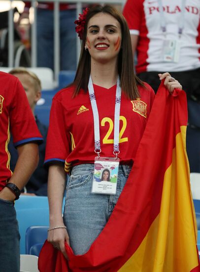 Болельщики перед матчем ЧМ-2018 по футболу между сборными Испании и Марокко