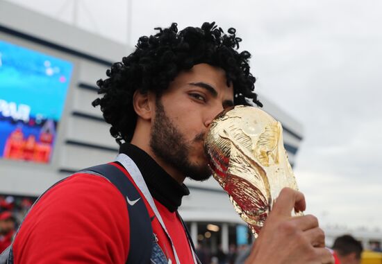 Болельщики перед матчем ЧМ-2018 по футболу между сборными Испании и Марокко