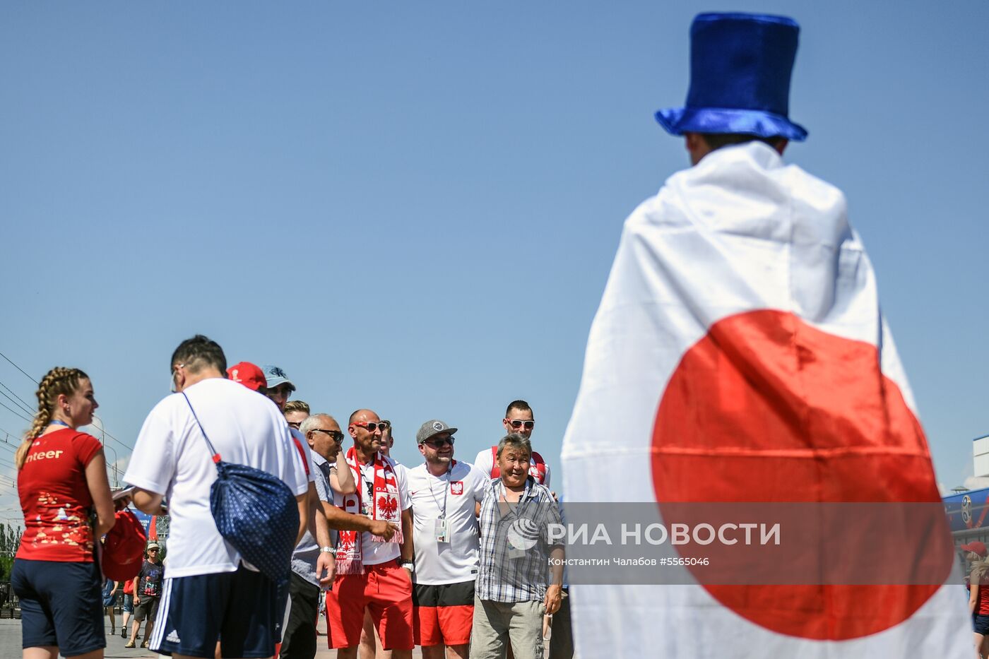 Болельщики перед матчем ЧМ-2018 по футболу между сборными Японии и Польши