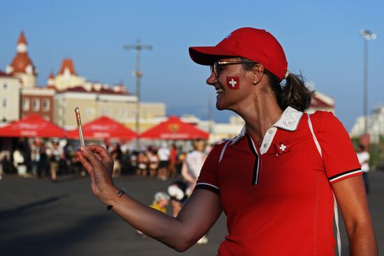 Болельщики перед матчем ЧМ-2018 по футболу между сборными Уругвая и Португалии