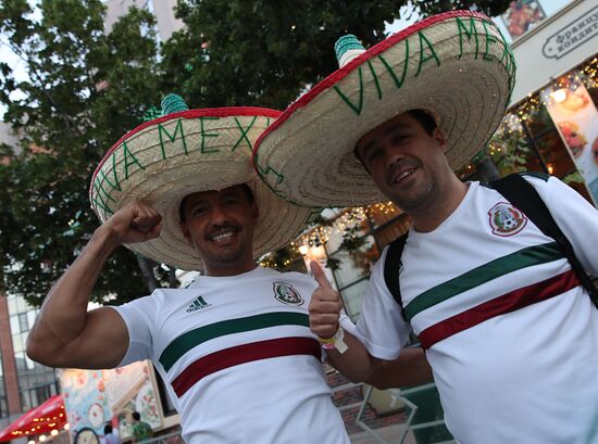 Карнавальное шествие болельщиков перед матчем ЧМ-2018 по футболу между сборными Бразилии и Мексики