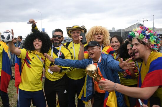Болельщики перед матчем ЧМ-2018 по футболу между сборными Колумбии и Англии