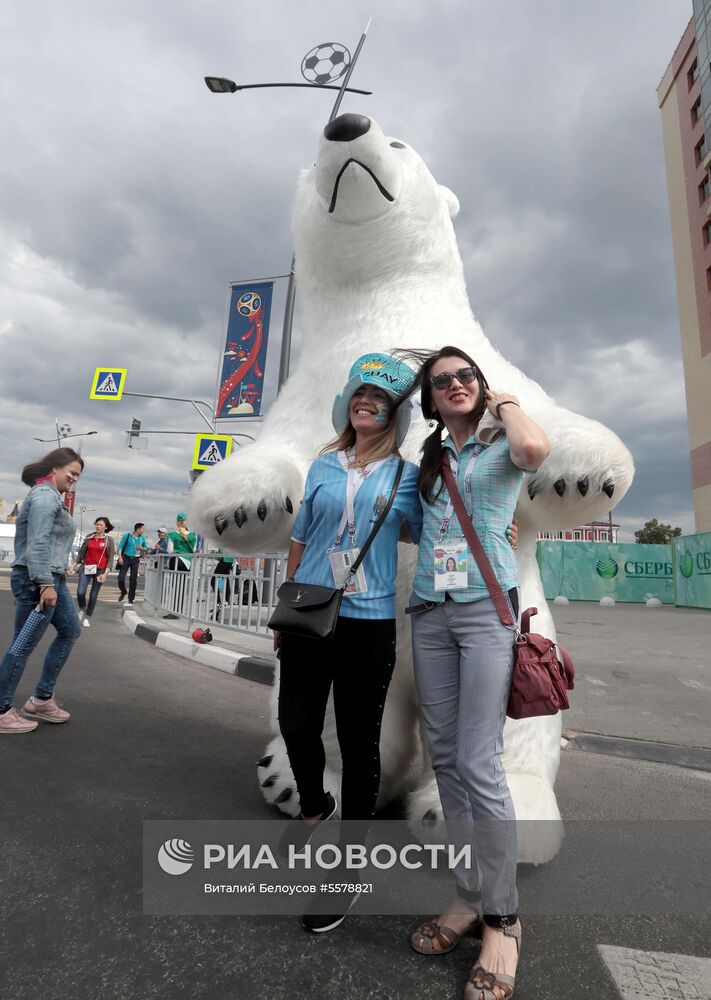 Болельщики перед матчем ЧМ-2018 по футболу между сборными Уругвая и Франции