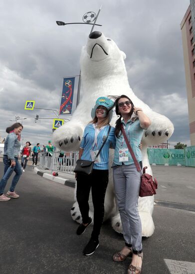Болельщики перед матчем ЧМ-2018 по футболу между сборными Уругвая и Франции