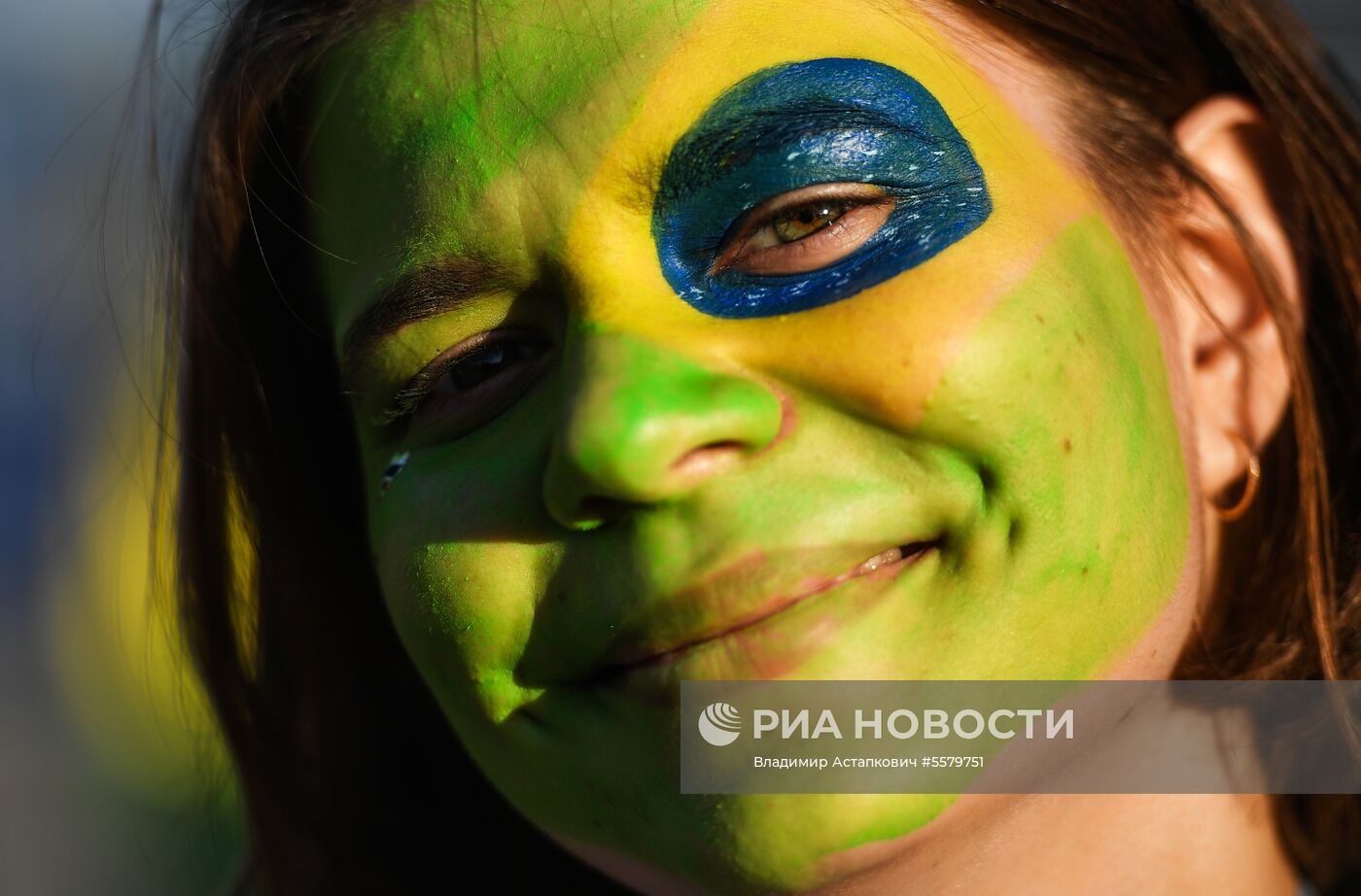 Болельщики перед матчем ЧМ-2018 по футболу между сборными Бразилии и Бельгии