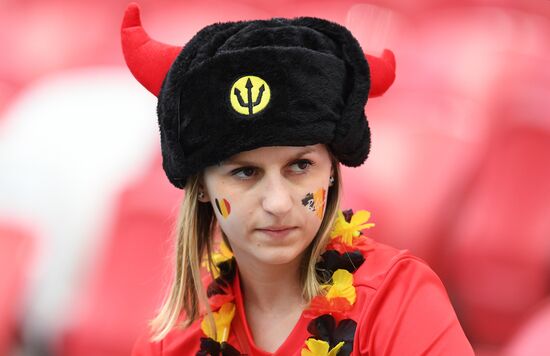 Болельщики перед матчем ЧМ-2018 по футболу между сборными Бразилии и Бельгии