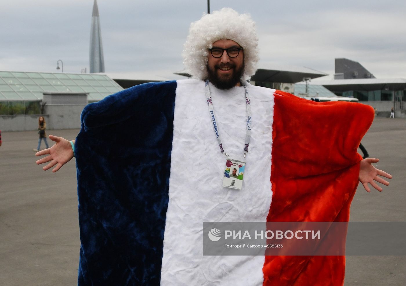 Болельщики перед матчем ЧМ-2018 по футболу между сборными Франции и Бельгии