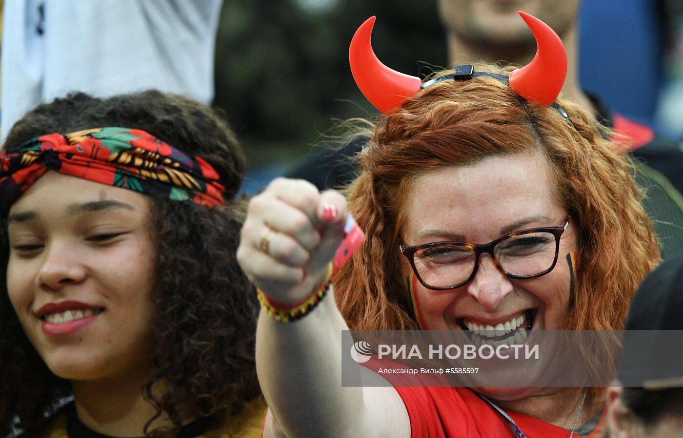 Болельщики перед матчем ЧМ-2018 по футболу между сборными Франции и Бельгии