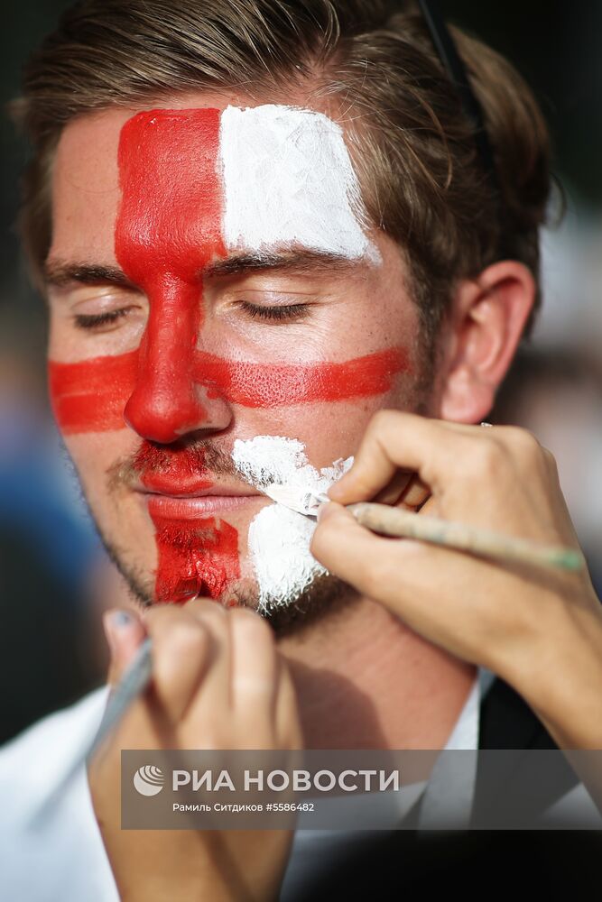 Болельщики перед матчем ЧМ-2018 по футболу между сборными Хорватии и Англии