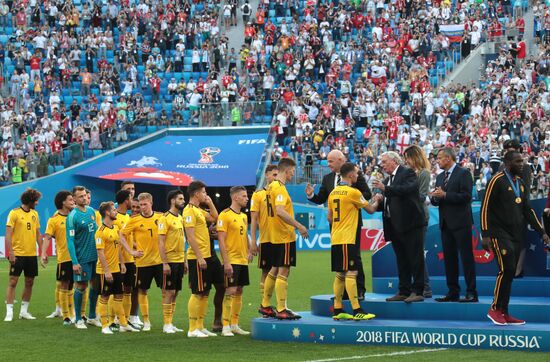 Награждение сборной Бельгии бронзовыми медалями ЧМ-2018