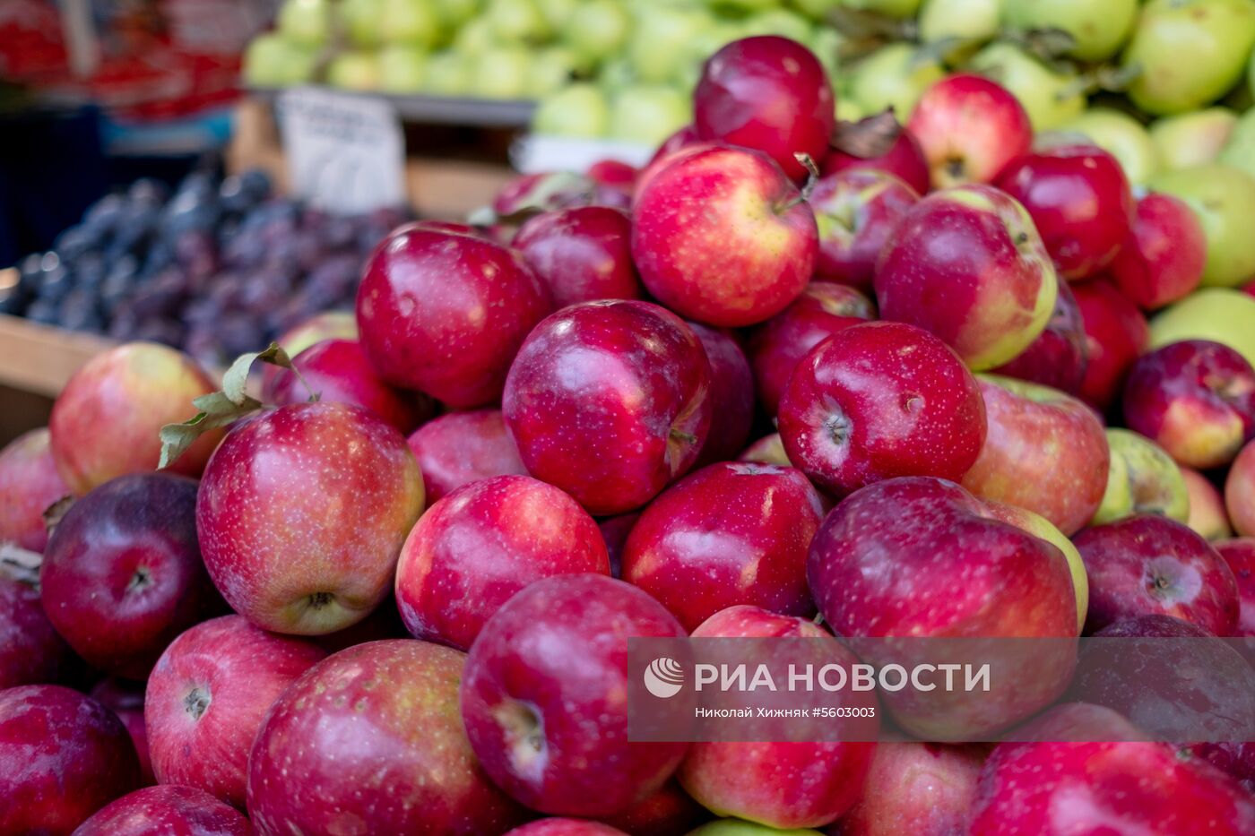 Фрукты и овощи на центральном колхозном рынке в Краснодаре