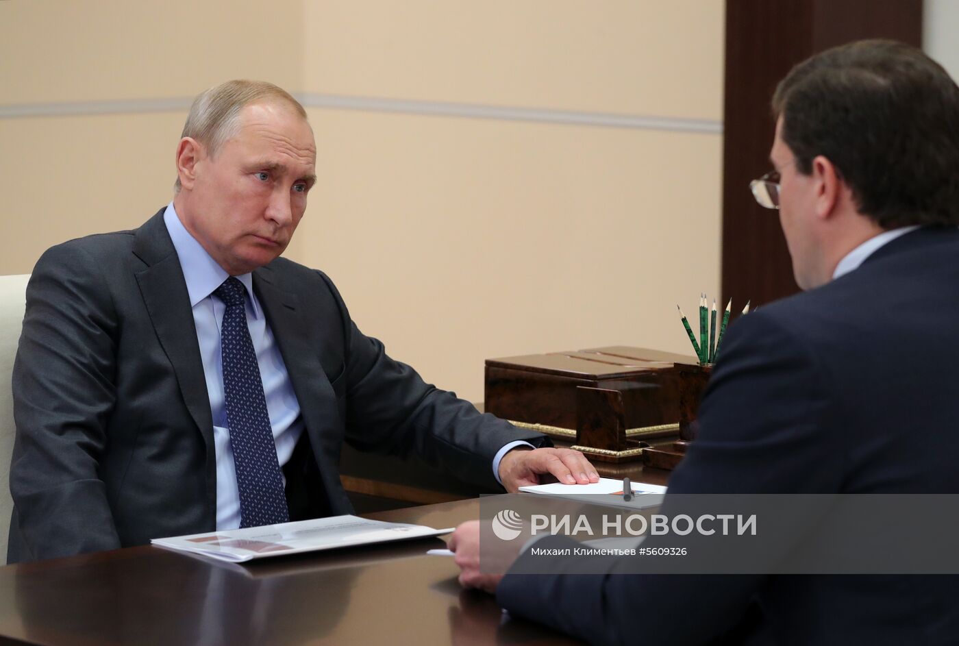 Рабочая встреча президента РФ В. Путина с ВРИО главы Нижегородской области Г. Никитиным