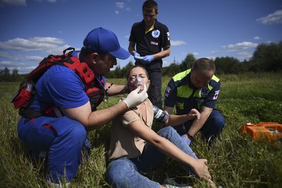Показательные учения Департамента ГОЧСиПБ в честь Дня воздушного флота