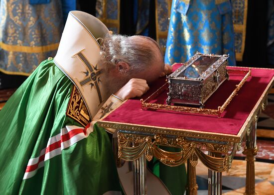 Прибытие мощей святителя Спиридона Тримифунтского в Храм Христа Спасителя