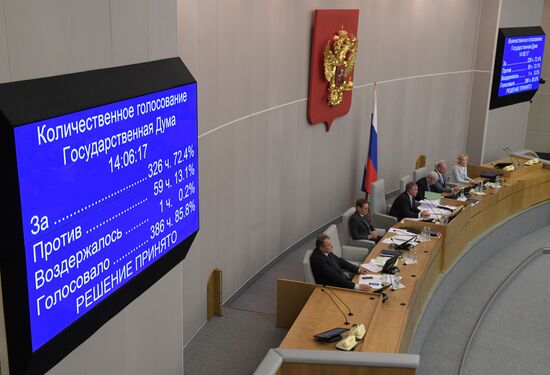 Пленарное заседание Госдумы РФ