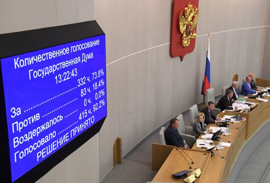 Пленарное заседание Госдумы РФ  