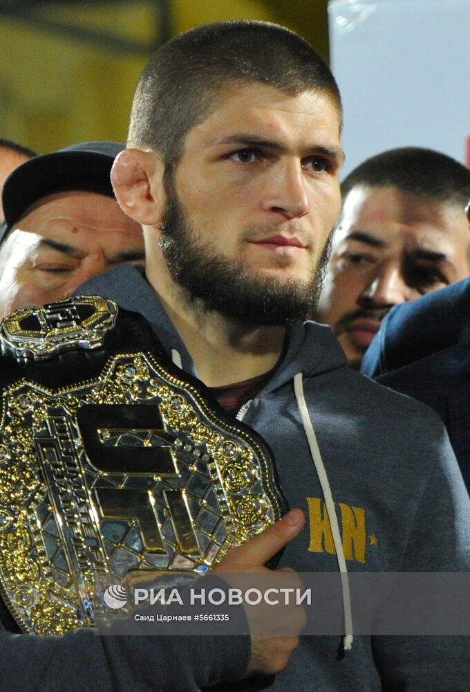 Чествование Хабиба Нурмагомедова в Махачкале