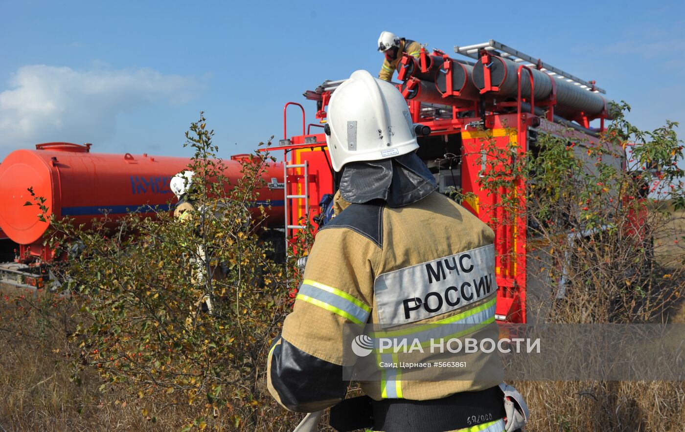 Учения МЧС по тушению природных пожаров в Грозном