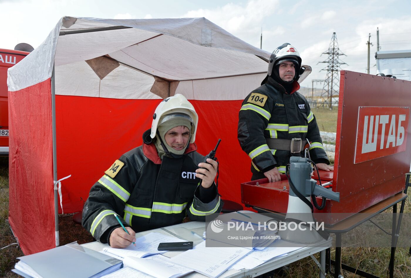 Учения МЧС по тушению природных пожаров в Грозном