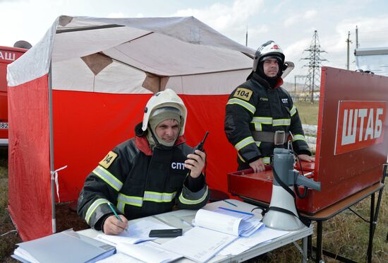 Учения МЧС по тушению природных пожаров в Грозном