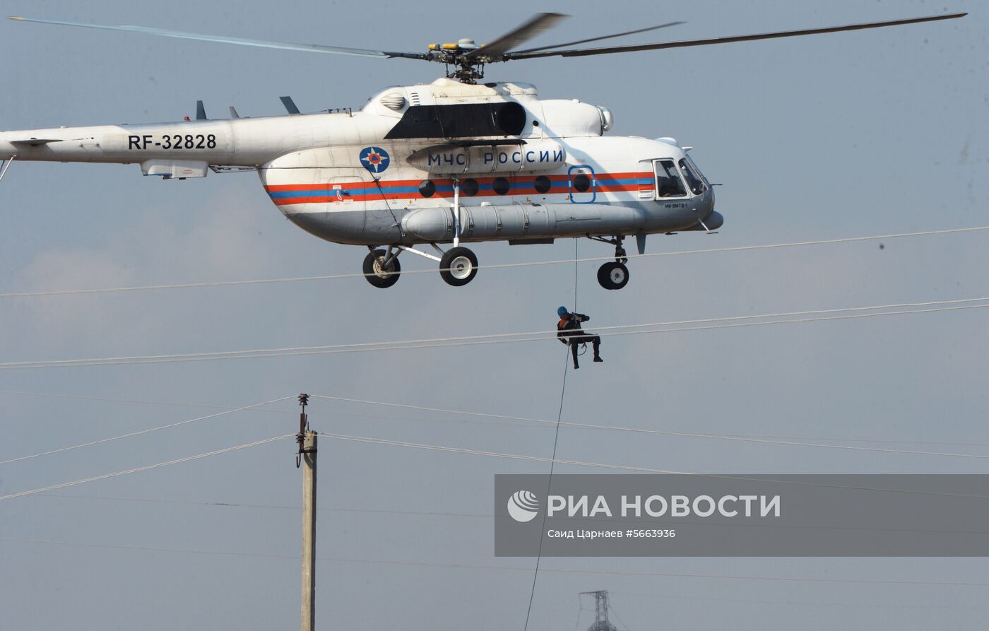 Учения МЧС по тушению лесных пожаров в Грозном
