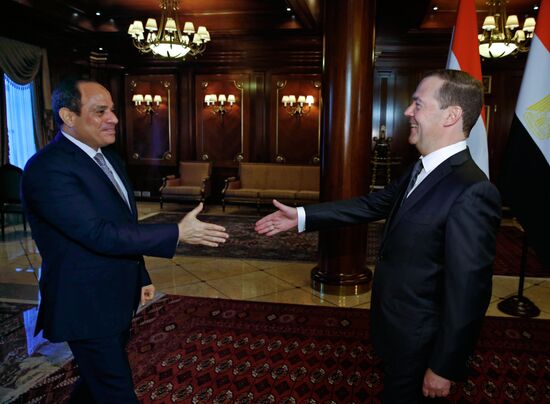 Премьер-министр РФ Д. Медведев встретился с президентом Египта А. Ф. ас-Сиси