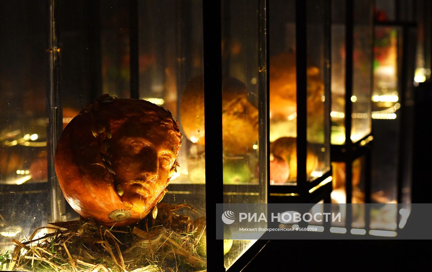 Скульптуры из тыквы в Аптекарском огороде МГУ