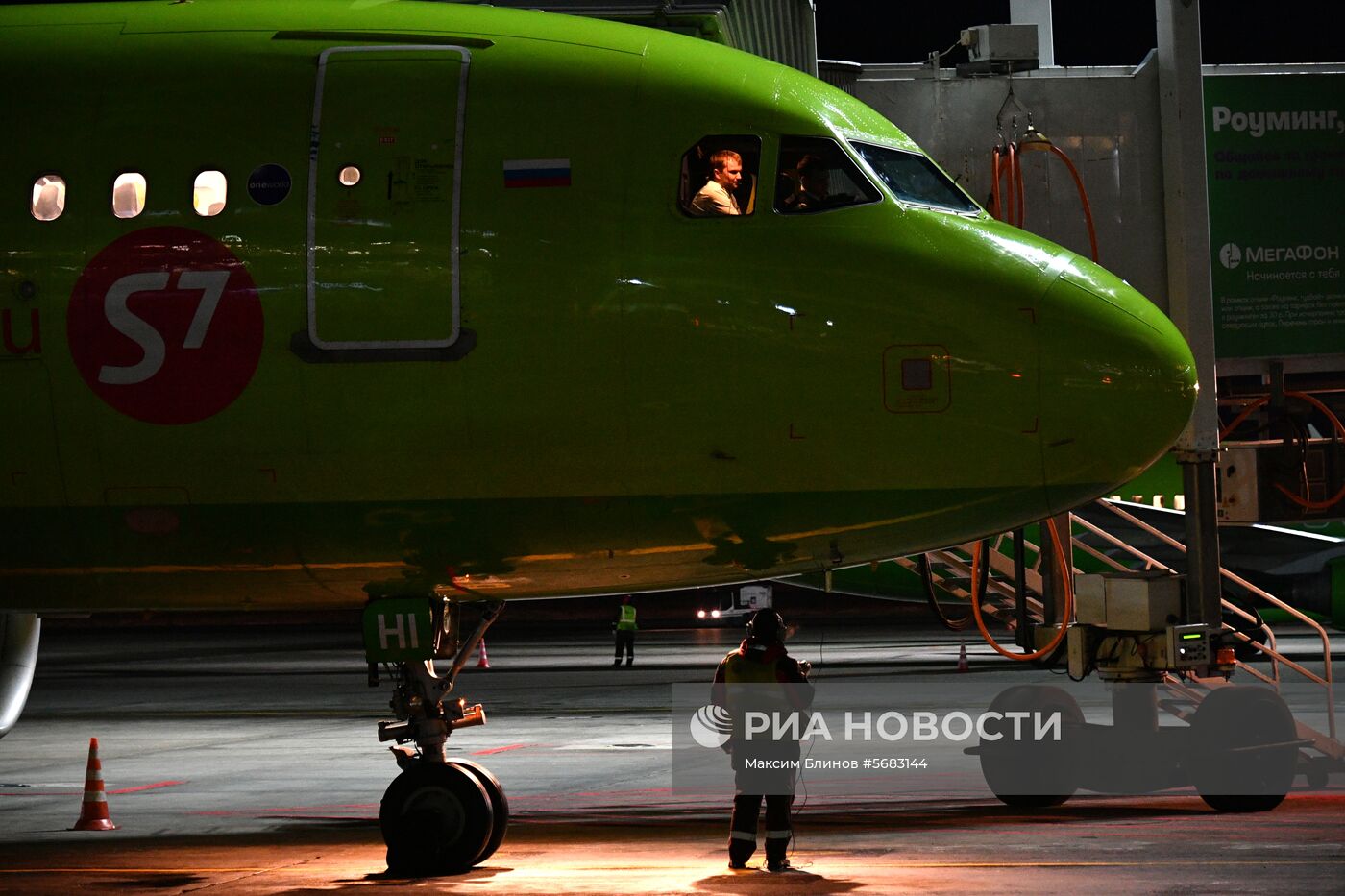 Самолет авиакомпании S7 в аэропорту "Домодедово"