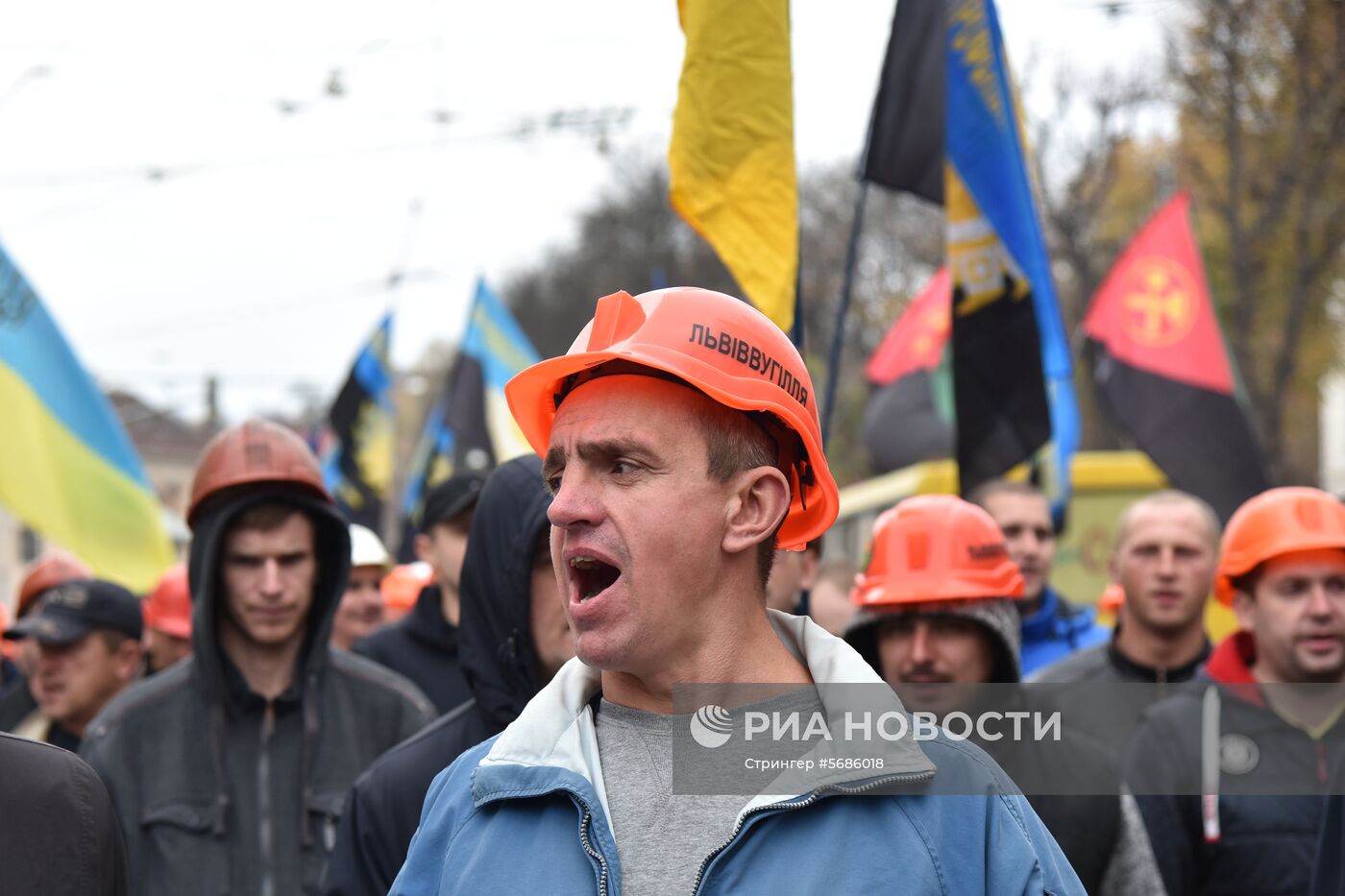 Акция протеста шахтёров во Львове